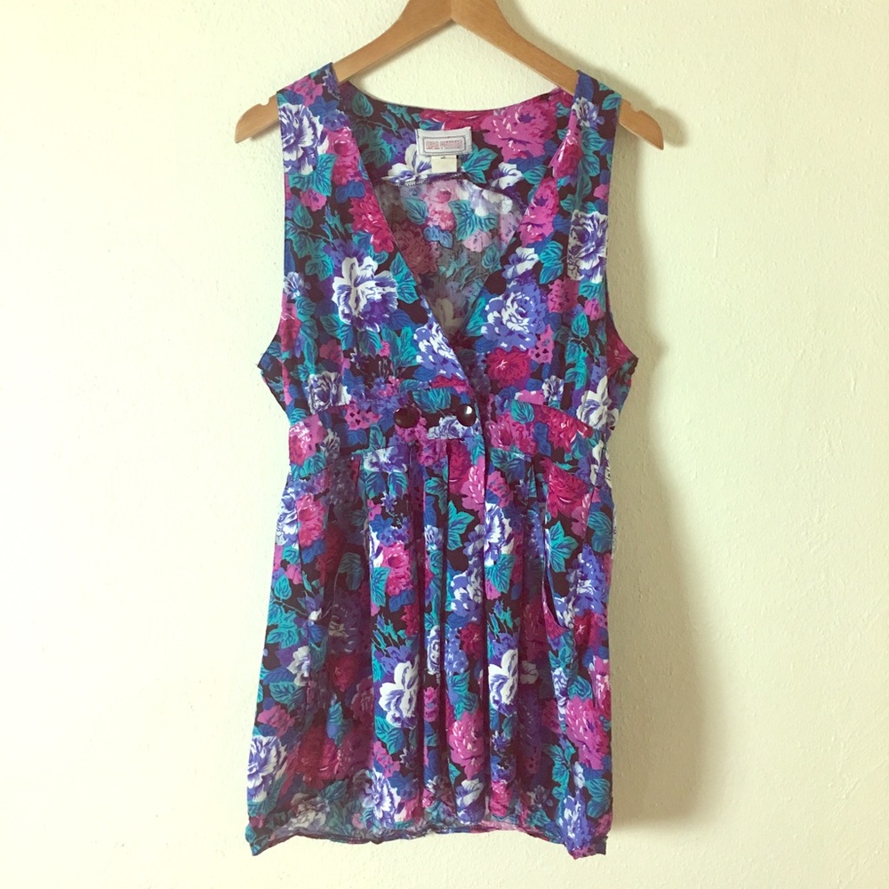 3 for $30- Vintage 1980s Floral Mini Dress